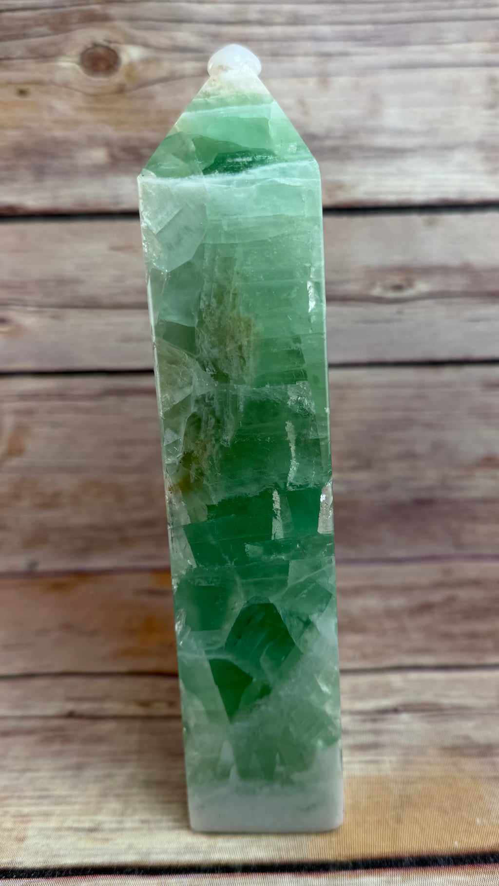Green Fluorite Tower with Druzy