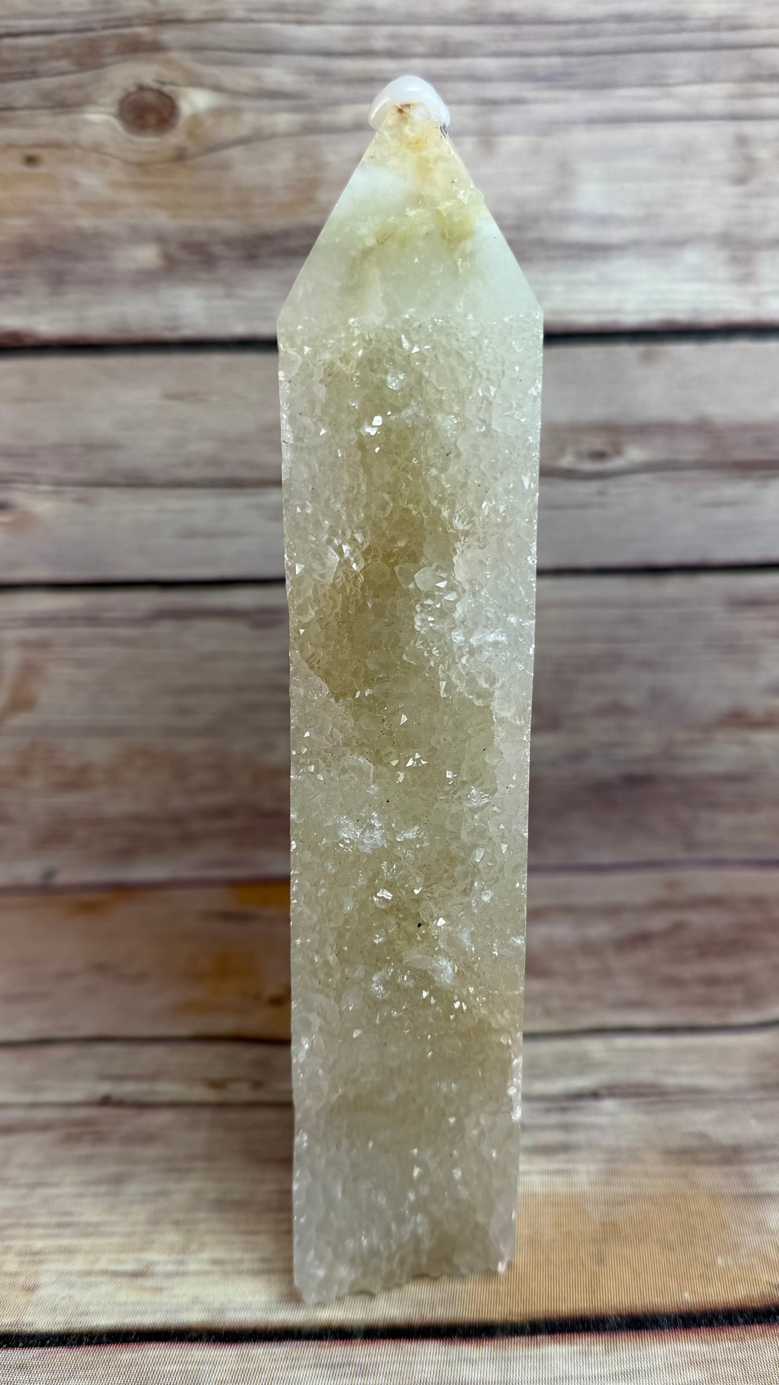 Green Fluorite Tower with Druzy